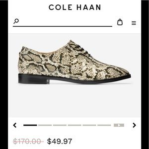 🛍NWB COLE HAAN Snakeskin Leather Oxfords